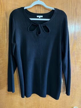 Classic Black Cutout Neck Long-Sleeve Sweater